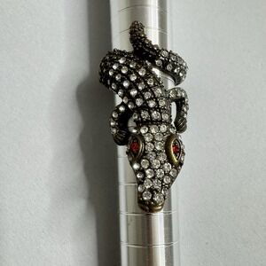 Crocodile Alligator Ring Wrap Around Rhinestone Red Eyes Sz 7 Statement